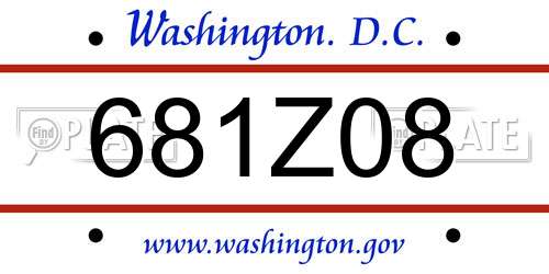 681Z08 District Of Columbia License Plate