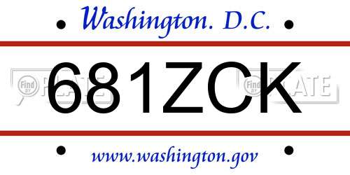 681ZCK District Of Columbia License Plate