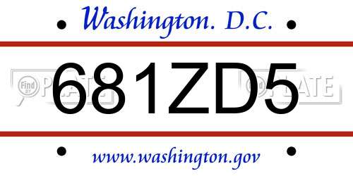 681ZD5 District Of Columbia License Plate