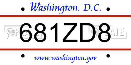 681ZD8 District Of Columbia License Plate