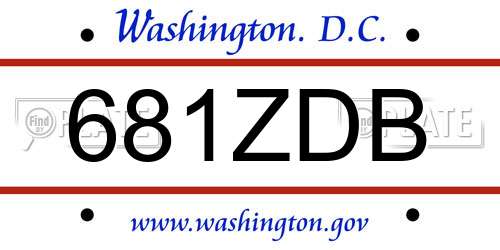 681ZDB District Of Columbia License Plate