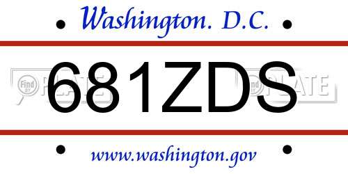 681ZDS District Of Columbia License Plate