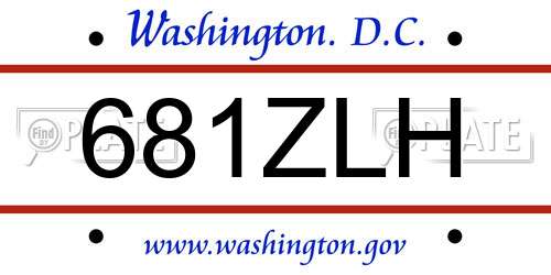 681ZLH District Of Columbia License Plate