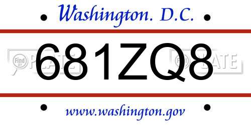 681ZQ8 District Of Columbia License Plate