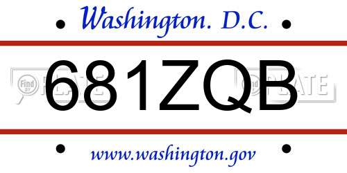 681ZQB District Of Columbia License Plate