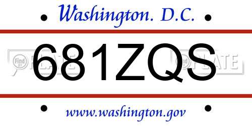 681ZQS District Of Columbia License Plate