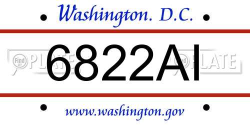 6822AI District Of Columbia License Plate