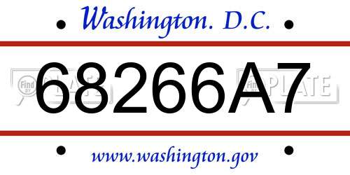 68266A7 District Of Columbia License Plate