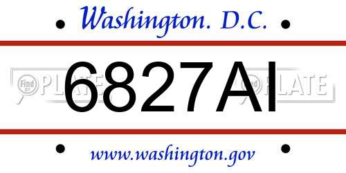 6827AI District Of Columbia License Plate