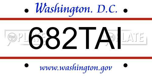 682TAI District Of Columbia License Plate