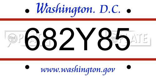 682Y85 District Of Columbia License Plate
