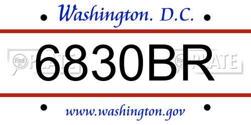 6830BR District Of Columbia License Plate