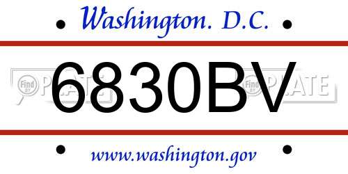 6830BV District Of Columbia License Plate