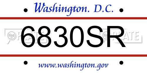 6830SR District Of Columbia License Plate
