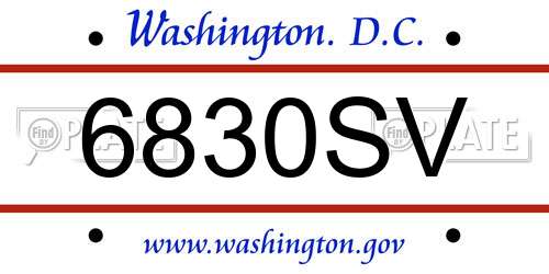 6830SV District Of Columbia License Plate