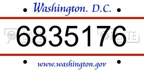 6835176 District Of Columbia License Plate