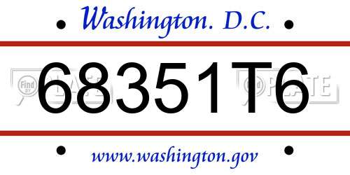 68351T6 District Of Columbia License Plate