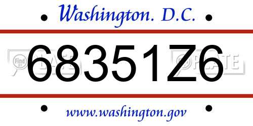 68351Z6 District Of Columbia License Plate