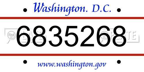 6835268 District Of Columbia License Plate