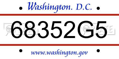 68352G5 District Of Columbia License Plate