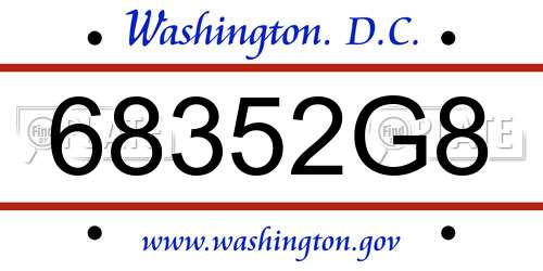 68352G8 District Of Columbia License Plate