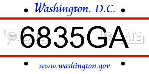 6835GA District Of Columbia License Plate
