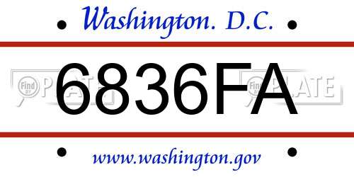 6836FA District Of Columbia License Plate