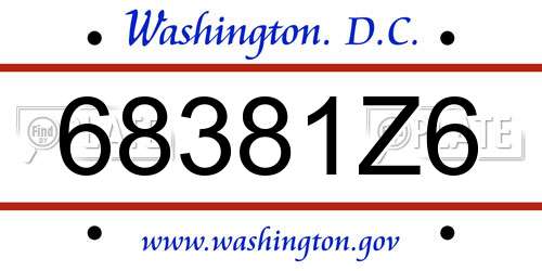 68381Z6 District Of Columbia License Plate