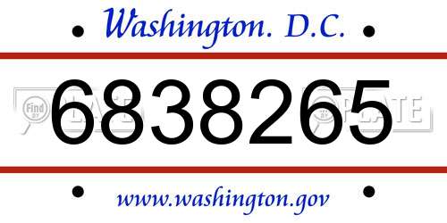 6838265 District Of Columbia License Plate
