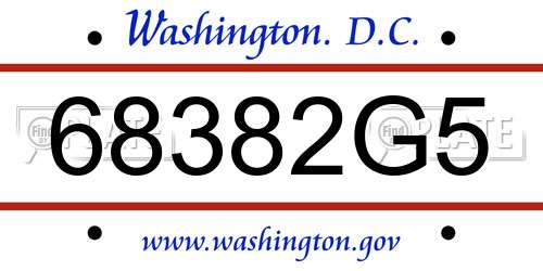 68382G5 District Of Columbia License Plate
