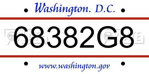68382G8 District Of Columbia License Plate