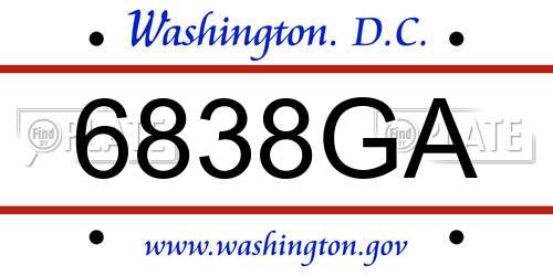 6838GA District Of Columbia License Plate