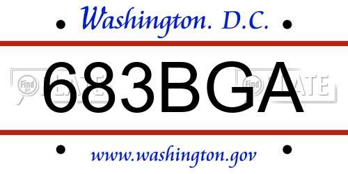 683BGA District Of Columbia License Plate