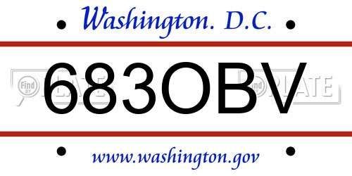 683OBV District Of Columbia License Plate