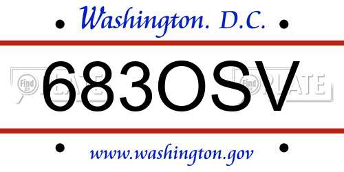683OSV District Of Columbia License Plate