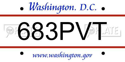 683PVT District Of Columbia License Plate