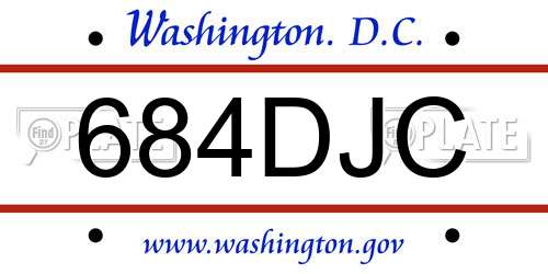 684DJC District Of Columbia License Plate