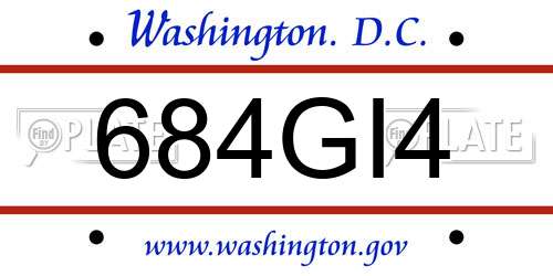 684GI4 District Of Columbia License Plate