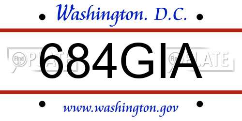 684GIA District Of Columbia License Plate