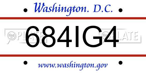 684IG4 District Of Columbia License Plate