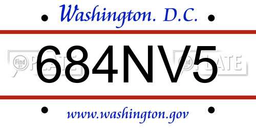 684NV5 District Of Columbia License Plate