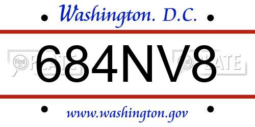 684NV8 District Of Columbia License Plate