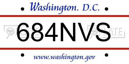 684NVS District Of Columbia License Plate