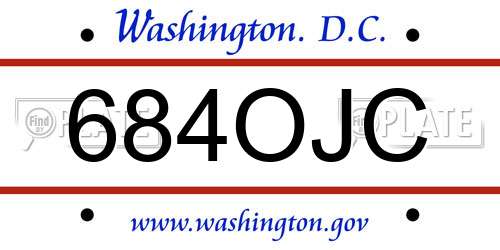 684OJC District Of Columbia License Plate