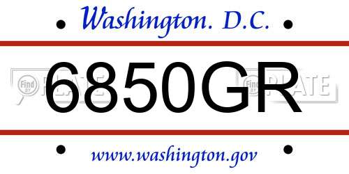 6850GR District Of Columbia License Plate
