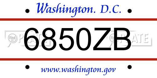 6850ZB District Of Columbia License Plate