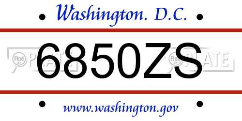 6850ZS District Of Columbia License Plate
