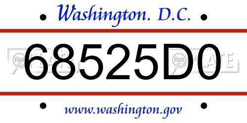 68525D0 District Of Columbia License Plate