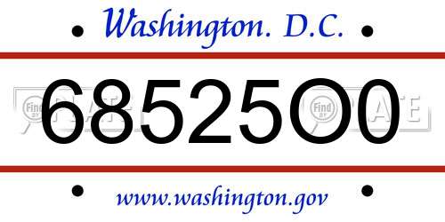 68525O0 District Of Columbia License Plate