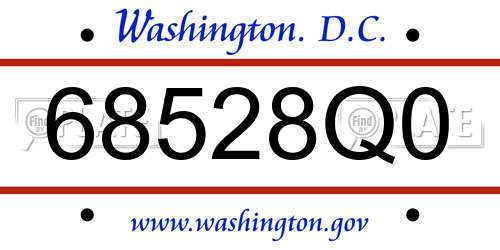 68528Q0 District Of Columbia License Plate
